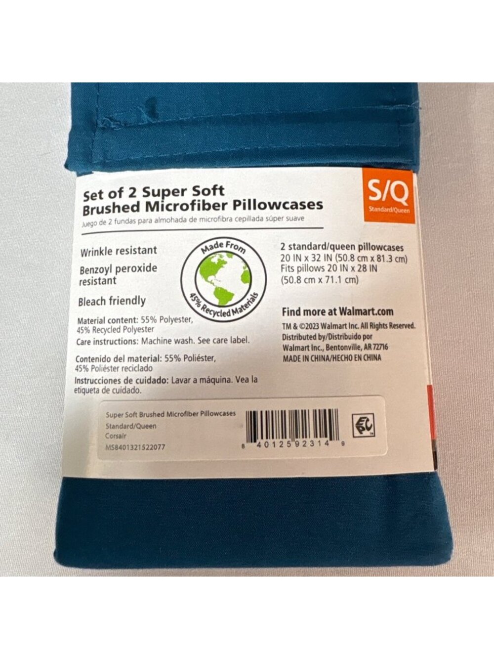 Mainstays Set Of 2 Super Soft Brushed Microfiber Pillowcases Standard/Queen - Picture 8 of 8